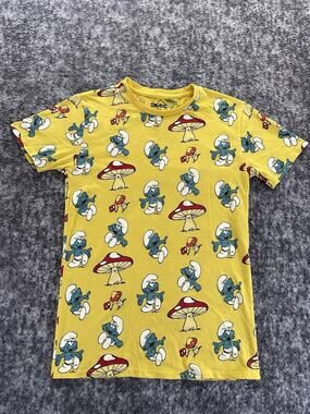The Smurfs Character Images Adult Size S Yellow Short Sleeve Tee